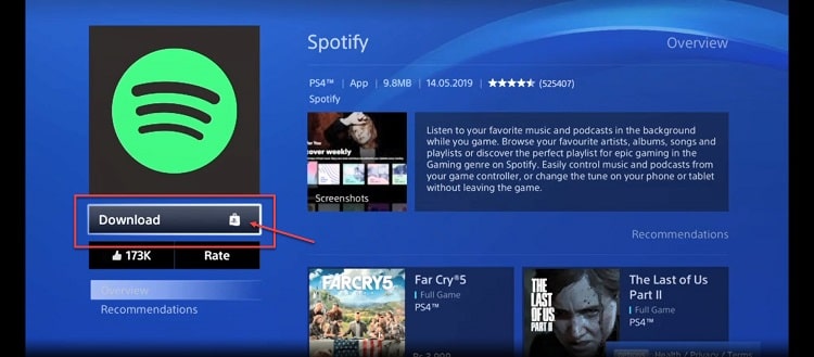 Spotify on PS4